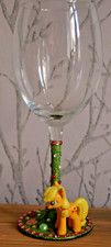 My Little Pony Applejack - Handmade Glitter Wine Glass