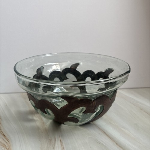 Hand blown glass bowl - glass, mounted