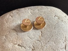 Antique Engraved Gold Tone Tuxedo Shirt Button Dress Stud Vintage Pair