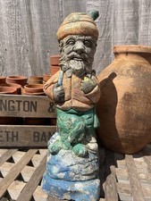 Vintage Concrete / Stone Mix Garden Gnome Quirky Great Patina Paint 37cm Tall