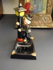 Vintage Ceramic Drunk Hobo Tramp Lamppost c1950s Ashtray Bar Ware Decor