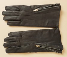 VINTAGE 1960S MOTORCYCLE/BIKE BLACK REAL HIDE LEATHER LONG ZIP UP GLOVES SIZE L