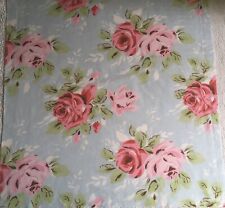 USED 50cm x50cm Square Cath Kidston Large Rose On Blue Cotton Fabric Lightweight