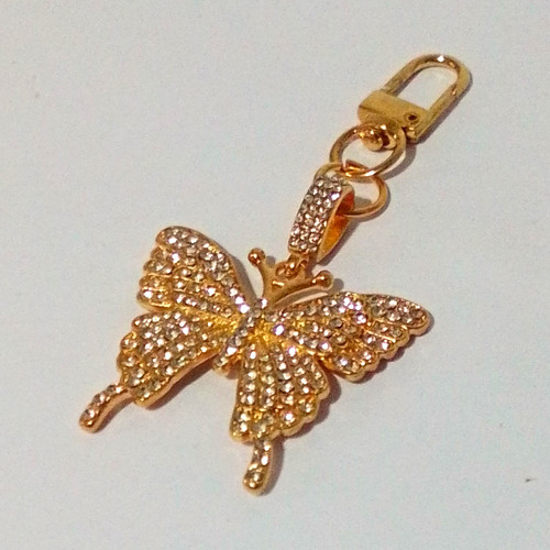 Gold butterfly with clear - gold,