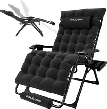 Sun Loungers with Cushion for Garden, Outdoor Reclining Zero Gravity Chair