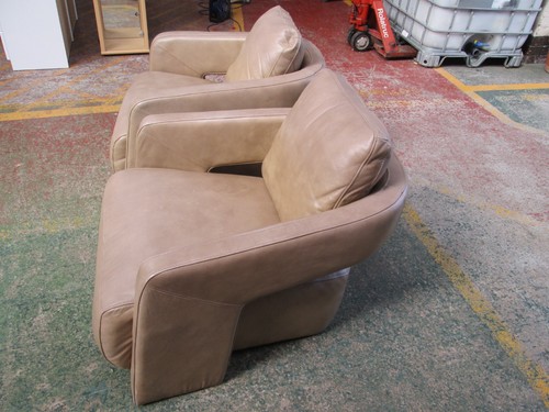Pair taupe italian leather - pair,