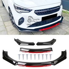Black+Red Front Bumper Lip Splitter Spoiler Body Kits For Vauxhall Opel Corsa E