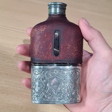 Antique Leather & Glass Hip