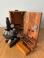 Antique Cased Microscope Ernst Leitz Wetzlar Three Objective Lens + Accessories