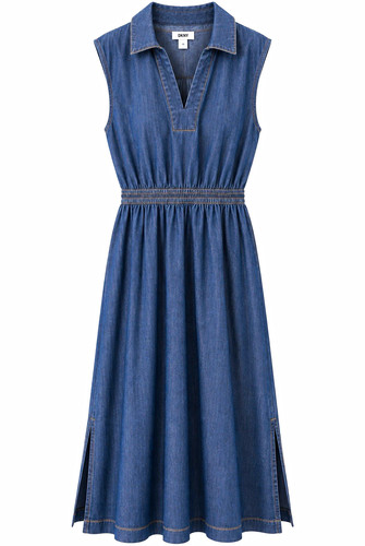 Dkny denim chambray midi - chambray, dress