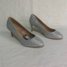 Principles UK 6  'Rowe' Glittery Silver Court Heels Prom Wedding Shoes (7.5cm)