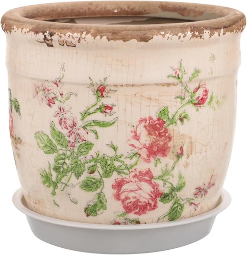 Ceramic planter pot with retro - ceramic,