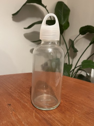 Miniso glass water bottle - water,