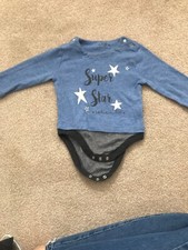 Julien Macdonald Smile Super Star Bodysuit Mock Top Blue 6-9 Months Mothercare
