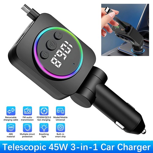 3in1 retractable car charger - retractable,