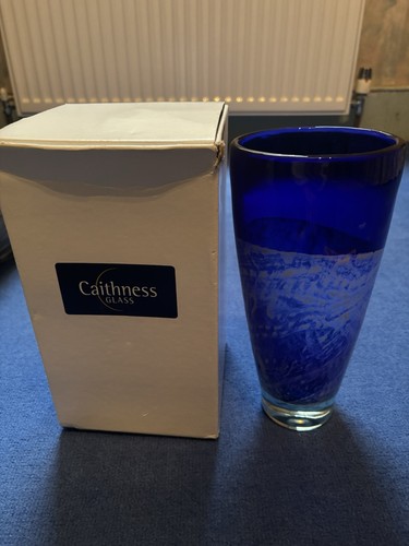 Caithness blue glass vase - caithness,
