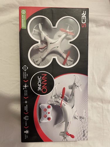 Red nano drone with - drone, led