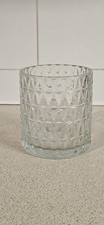 Lovely Glass Candle Holder, For Church Candles/Tea Lights, Geometric Cut Glass