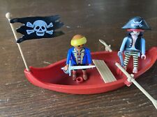 Playmobil Pirate Rowing Boat 2 Figures Oars Pirate Flag Pistol Sword