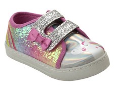 GIRLS SILVER PINK GLITTER UNICORN CASUAL RAINBOW TRAINERS SHOES UK SIZE 5-10