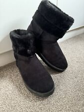 Ladies Black Suede Boots Faux