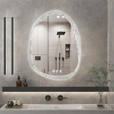 LED Bathroom Mirror Pebble Design Backlit Illuminated Vanity Mirror Touch Sensor