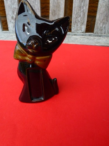 Black cat ornament with bow - with,