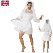 Mens Wedding Dress Stag Do Night Party Fancy Dress Cosplay Costume Bride Groom 