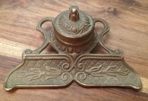 Vintage brass inkwell - vintage,