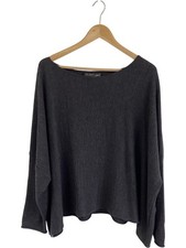 Barbara Speer Jumper Wool Blend Charcoal Grey Boat Neck Size 2 UK M L
