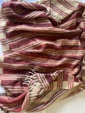Luxurious Glen Prince Large Wool Throw Blanket Burgundy beige