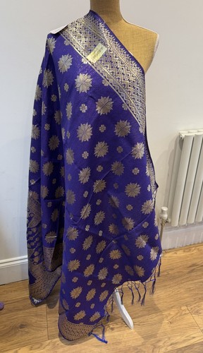 Purple banarasi silk dupatta - silk,