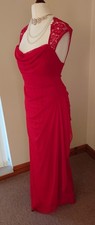Scarlett Long Lace Ruched Evening Formal Dress 14 Red Christmas Cruise Event