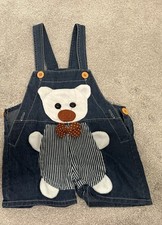 Cute Bear Short Dungarees Blue