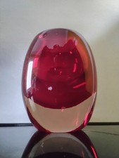 Whitefriars #9518 Ruby Red Clear Cased Glass Vase, Baxter Design, Good Condition