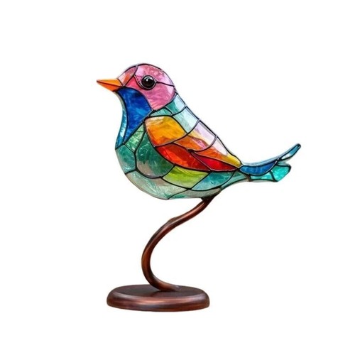 Stained glass birds branch - glass,