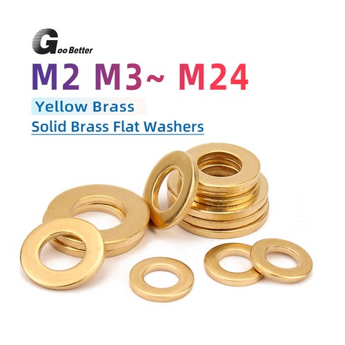 Solid brass flat washers - flat, m2