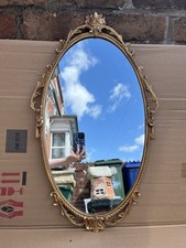 Large Antique Castcraft Gold Baroque Rococo French Oval Ornate Gilt Mirror Retro