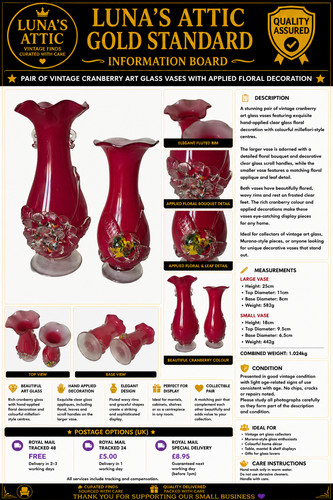 Pair vintage cranberry - of, art