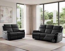 BLACK Italian Leather 3 Seater