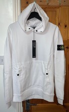 Men’s White Stone Island Cardigan Hoodie Sweatshirt Hooded Jumper - Size Large