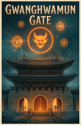 Gwanghwamun gate travel poster - gate,