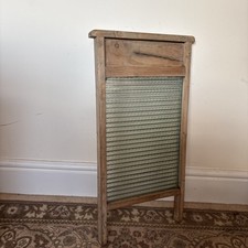 Antique Scottish Wooden wash board textured glass Kitchealia Laundry vintage