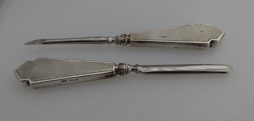 Hallmarked silver handled deco - silver,