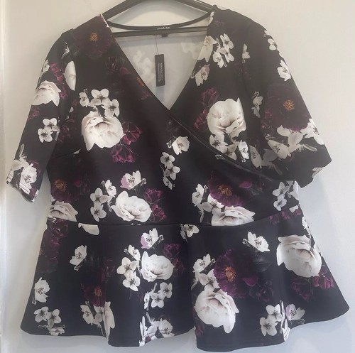 Peplum top floral surplice - peplum,