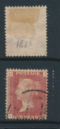 1864 penny red - gb,, plate