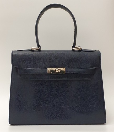 Navy textured leather kelly - textured,