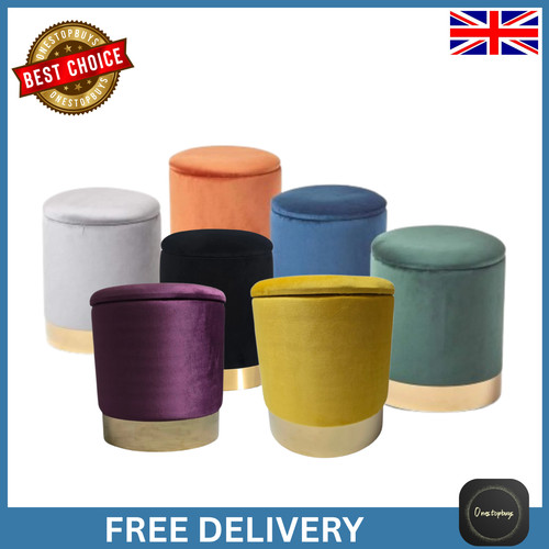 Round velvet ottoman pouffe - round,
