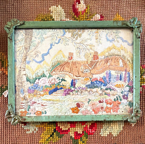 Framed finished needlepoint - finished,