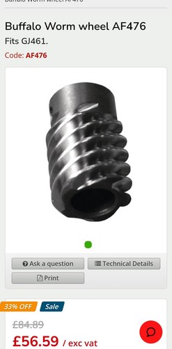 Replacement worm wheel - replacement, for